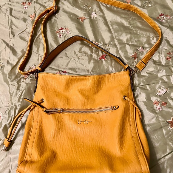 Vibrant Yellow Slouchy Shoulder Bag with Ruched Details by Jessica Simpson. - Picture 11 of 12